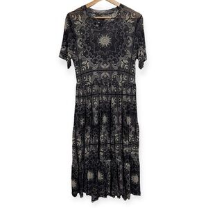 Johnny Was Jade Runa Mesh Tiered Midi Dress Celestial Sun Moon Stars Paisley Pri